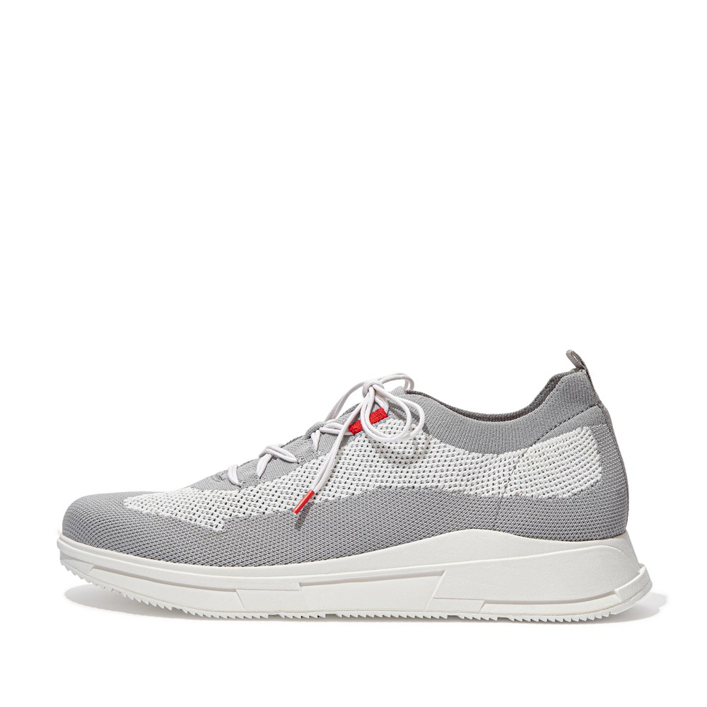 Fitflop Mens Sneakers - Frey Knit - Grey/White - 597-JNDBSH